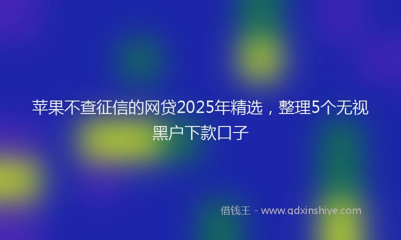 苹果不查征信的网贷2025年精选，整理5个无视黑户下款口子