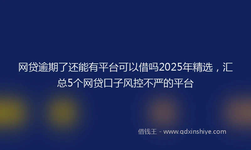 网贷逾期了还能有平台可以借吗2025年精选，汇总5个网贷口子风控不严的平台