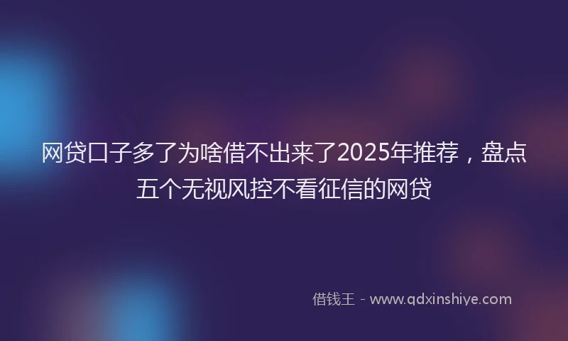 网贷口子多了为啥借不出来了2025年推荐，盘点五个无视风控不看征信的网贷