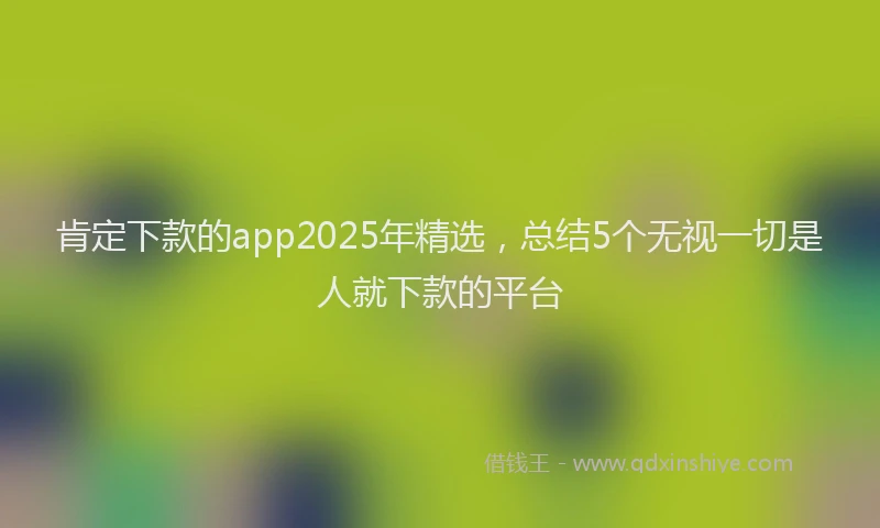 肯定下款的app2025年精选，总结5个无视一切是人就下款的平台