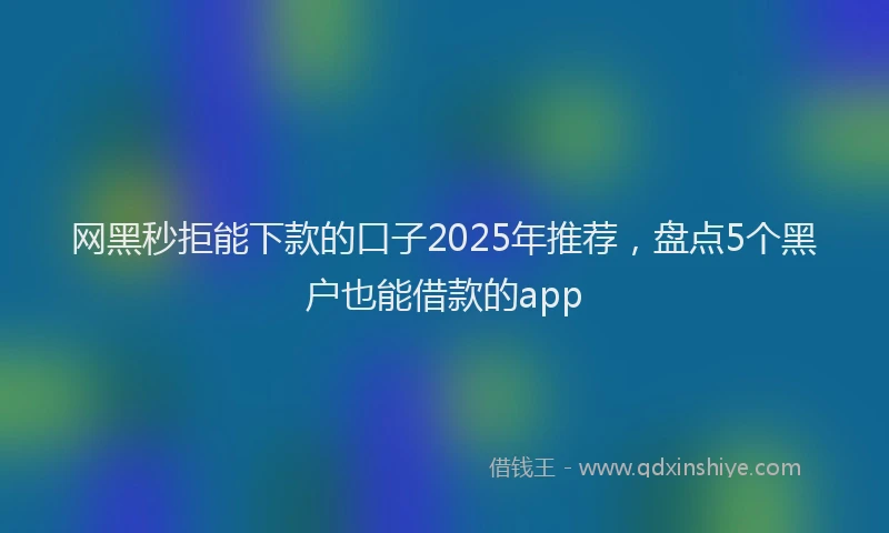 网黑秒拒能下款的口子2025年推荐，盘点5个黑户也能借款的app
