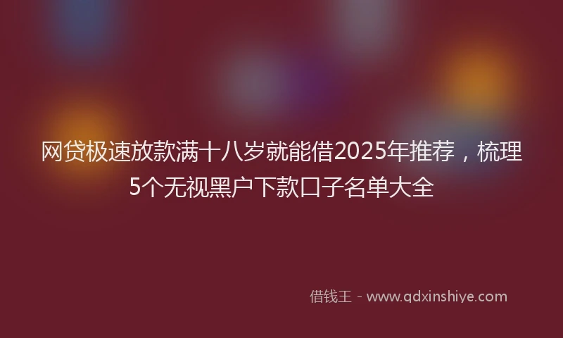 网贷极速放款满十八岁就能借2025年推荐，梳理5个无视黑户下款口子名单大全
