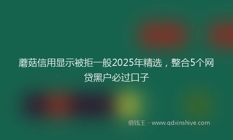 蘑菇信用显示被拒一般2025年精选，整合5个网贷黑户必过口子