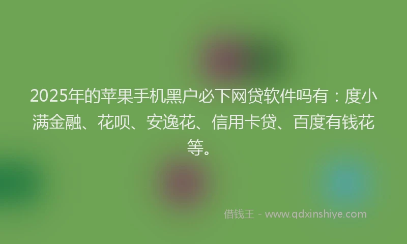 2025年的苹果手机黑户必下网贷软件吗有：度小满金融、花呗、安逸花、信用卡贷、百度有钱花等。