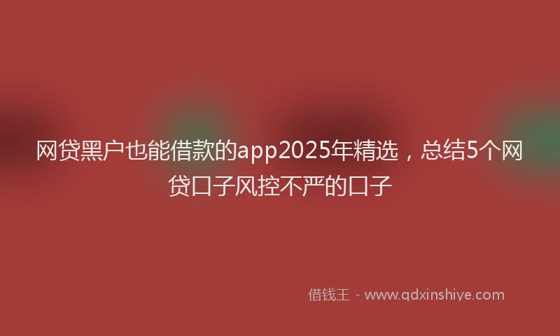网贷黑户也能借款的app2025年精选，总结5个网贷口子风控不严的口子