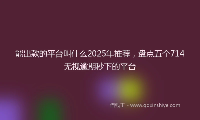 能出款的平台叫什么2025年推荐，盘点五个714无视逾期秒下的平台