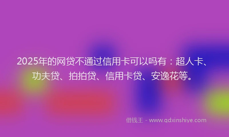 2025年的网贷不通过信用卡可以吗有：超人卡、功夫贷、拍拍贷、信用卡贷、安逸花等。