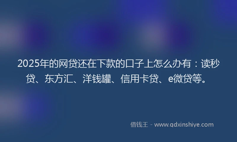 2025年的网贷还在下款的口子上怎么办有：读秒贷、东方汇、洋钱罐、信用卡贷、e微贷等。