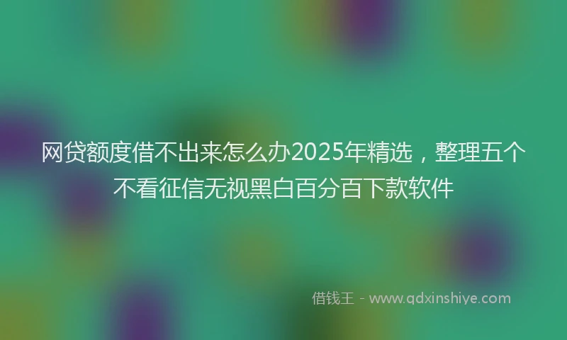 网贷额度借不出来怎么办2025年精选，整理五个不看征信无视黑白百分百下款软件
