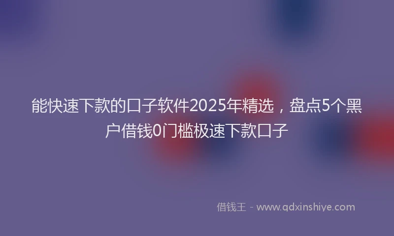 能快速下款的口子软件2025年精选，盘点5个黑户借钱0门槛极速下款口子