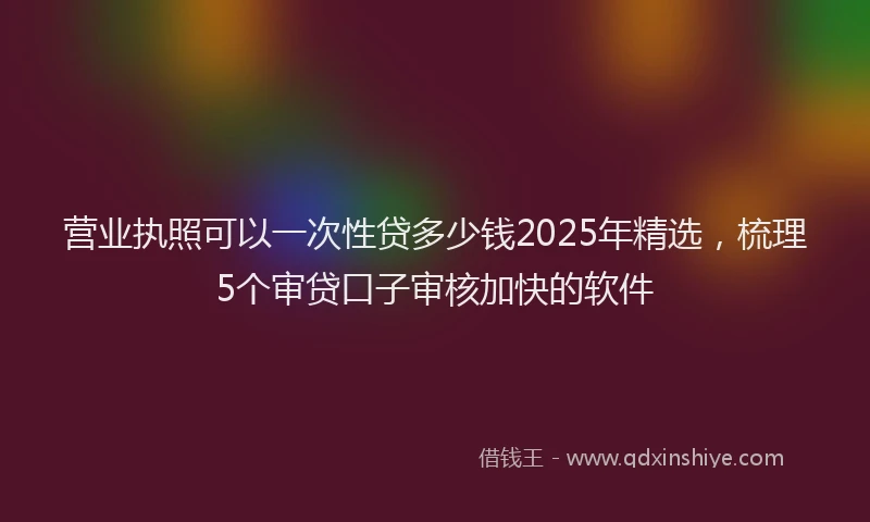 营业执照可以一次性贷多少钱2025年精选，梳理5个审贷口子审核加快的软件