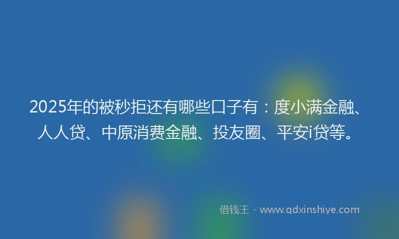 2025年的被秒拒还有哪些口子有：度小满金融、人人贷、中原消费金融、投友圈、平安i贷等。