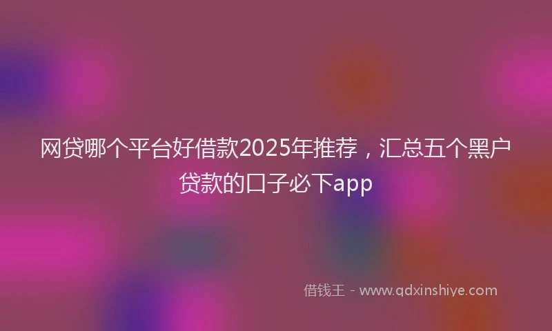 网贷哪个平台好借款2025年推荐，汇总五个黑户贷款的口子必下app