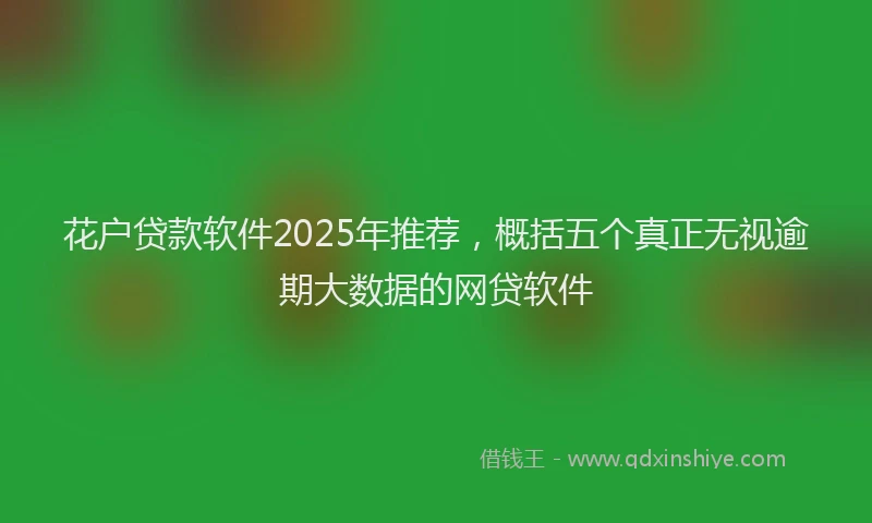 花户贷款软件2025年推荐，概括五个真正无视逾期大数据的网贷软件