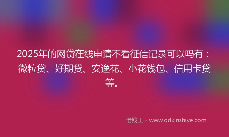2025年的网贷在线申请不看征信记录可以吗有：微粒贷、好期贷、安逸花、小花钱包、信用卡贷等。