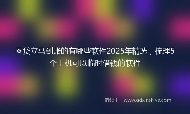 网贷立马到账的有哪些软件2025年精选，梳理5个手机可以临时借钱的软件
