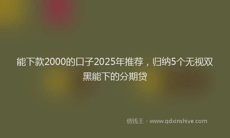 能下款2000的口子2025年推荐，归纳5个无视双黑能下的分期贷