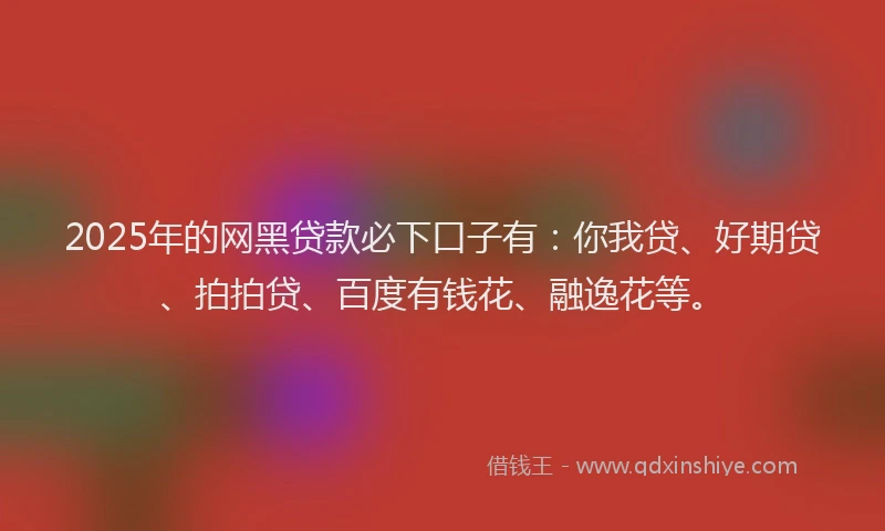 2025年的网黑贷款必下口子有：你我贷、好期贷、拍拍贷、百度有钱花、融逸花等。