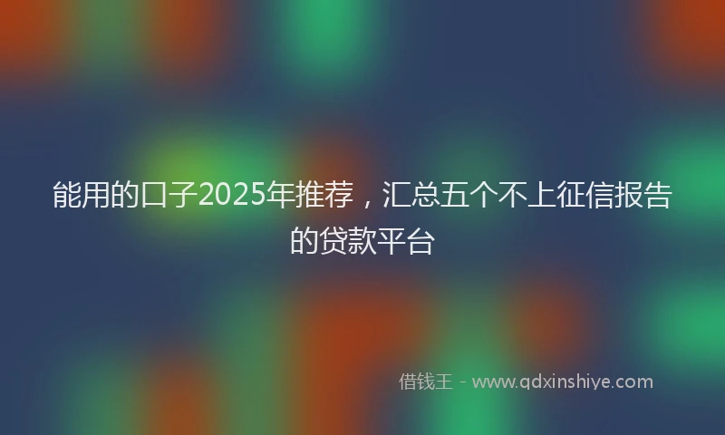 能用的口子2025年推荐，汇总五个不上征信报告的贷款平台