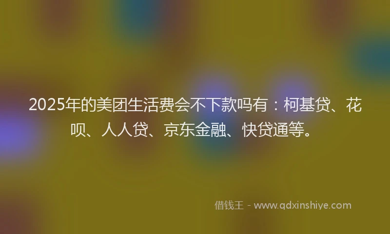 2025年的美团生活费会不下款吗有：柯基贷、花呗、人人贷、京东金融、快贷通等。