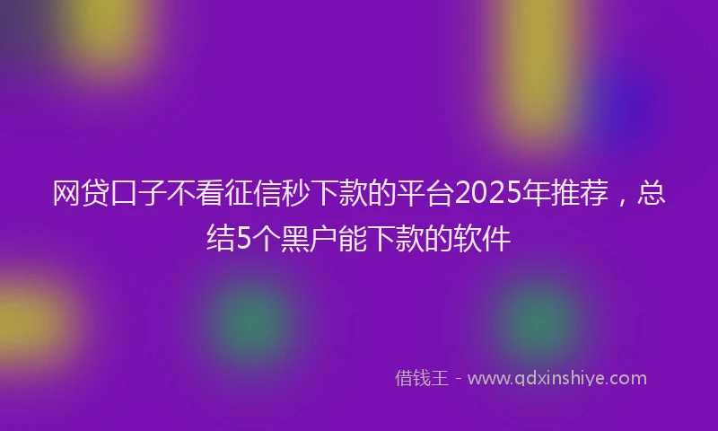 网贷口子不看征信秒下款的平台2025年推荐，总结5个黑户能下款的软件