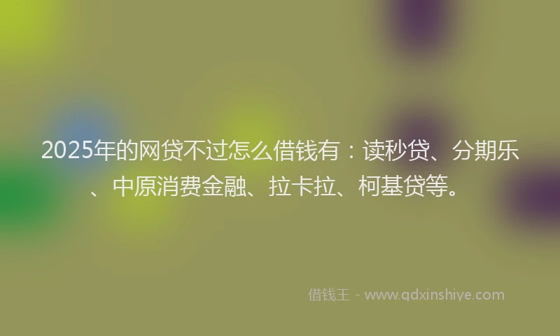 2025年的网贷不过怎么借钱有：读秒贷、分期乐、中原消费金融、拉卡拉、柯基贷等。