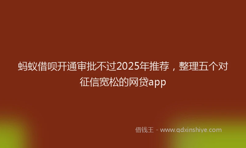 蚂蚁借呗开通审批不过2025年推荐，整理五个对征信宽松的网贷app