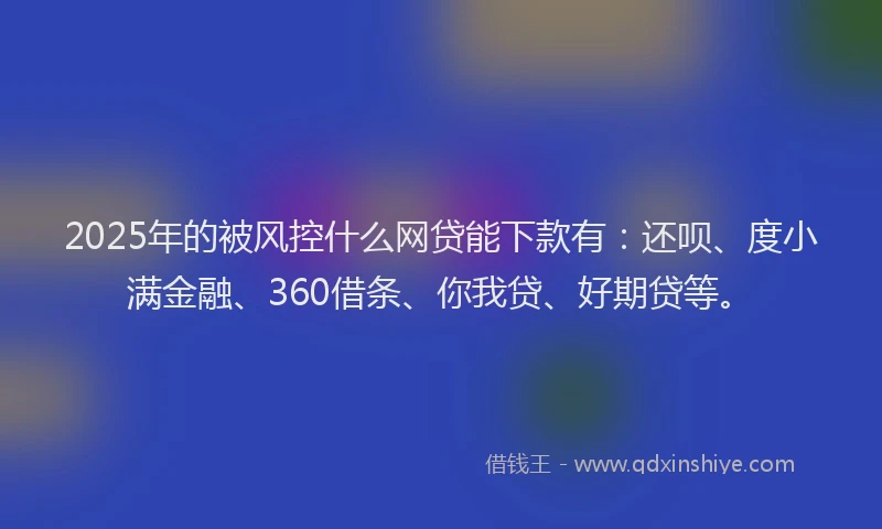 2025年的被风控什么网贷能下款有：还呗、度小满金融、360借条、你我贷、好期贷等。