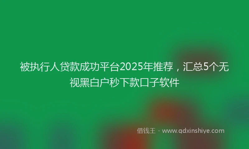 被执行人贷款成功平台2025年推荐，汇总5个无视黑白户秒下款口子软件