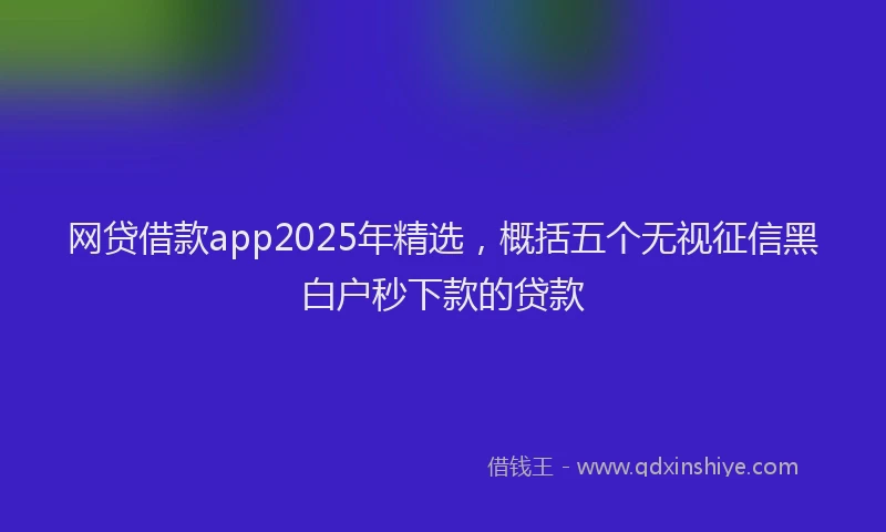 网贷借款app2025年精选，概括五个无视征信黑白户秒下款的贷款