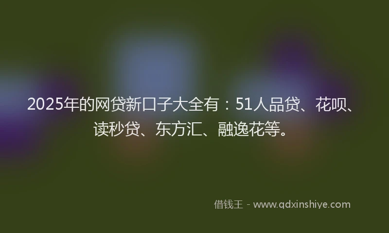 2025年的网贷新口子大全有：51人品贷、花呗、读秒贷、东方汇、融逸花等。