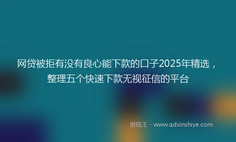 网贷被拒有没有良心能下款的口子2025年精选，整理五个快速下款无视征信的平台
