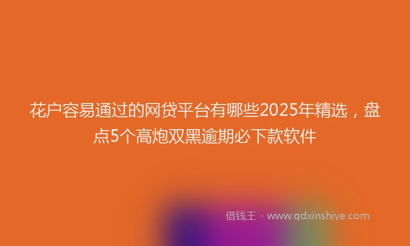 花户容易通过的网贷平台有哪些2025年精选，盘点5个高炮双黑逾期必下款软件