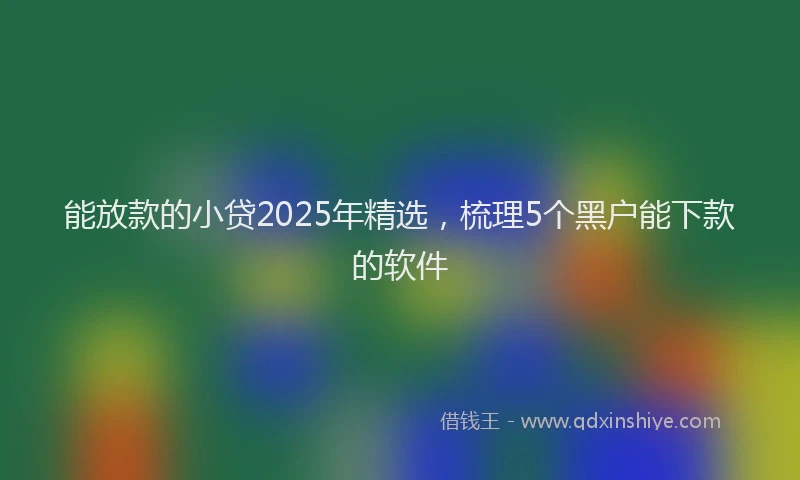 能放款的小贷2025年精选，梳理5个黑户能下款的软件