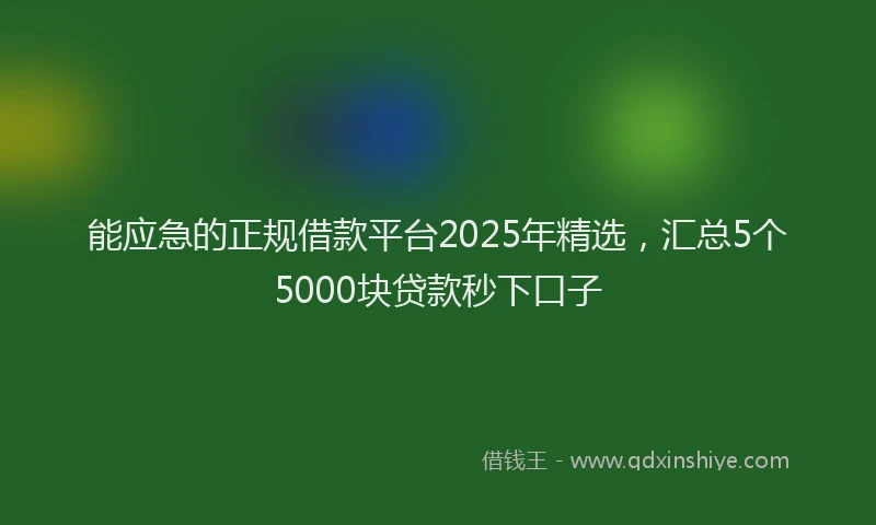 能应急的正规借款平台2025年精选，汇总5个5000块贷款秒下口子
