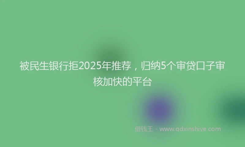 被民生银行拒2025年推荐，归纳5个审贷口子审核加快的平台