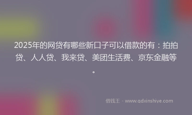 2025年的网贷有哪些新口子可以借款的有：拍拍贷、人人贷、我来贷、美团生活费、京东金融等。