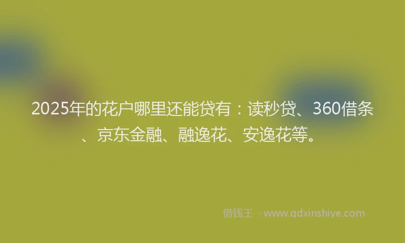 2025年的花户哪里还能贷有：读秒贷、360借条、京东金融、融逸花、安逸花等。