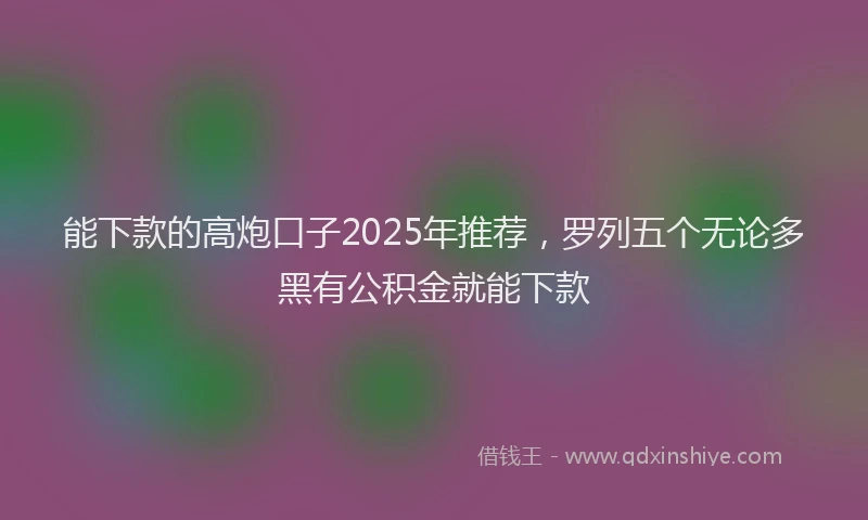 能下款的高炮口子2025年推荐，罗列五个无论多黑有公积金就能下款