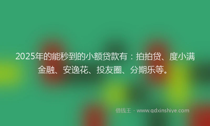 2025年的能秒到的小额贷款有：拍拍贷、度小满金融、安逸花、投友圈、分期乐等。