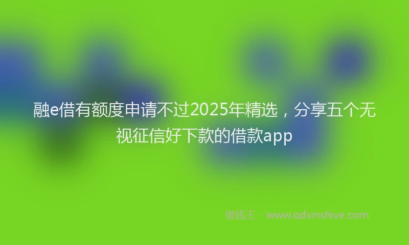 融e借有额度申请不过2025年精选，分享五个无视征信好下款的借款app