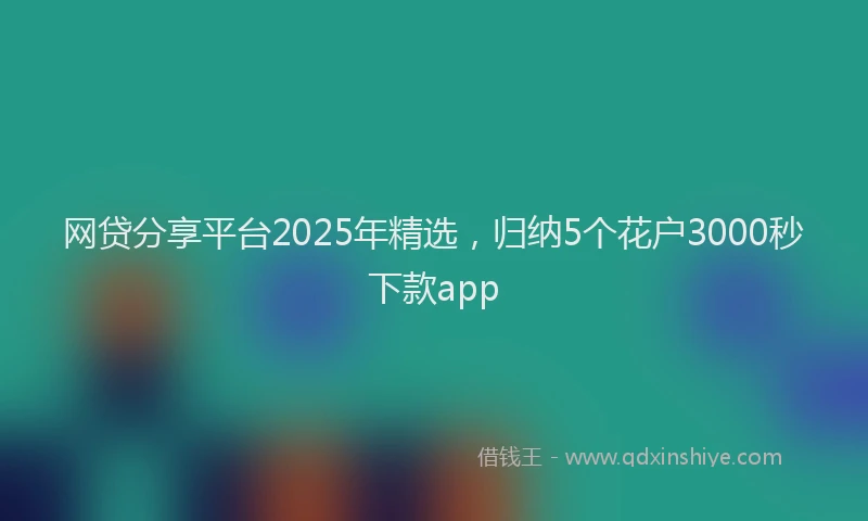 网贷分享平台2025年精选，归纳5个花户3000秒下款app