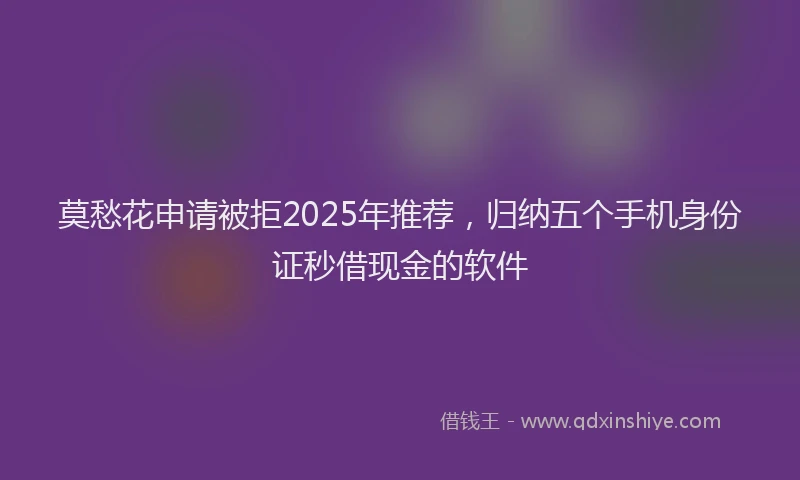 莫愁花申请被拒2025年推荐，归纳五个手机身份证秒借现金的软件