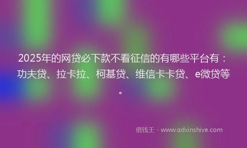 2025年的网贷必下款不看征信的有哪些平台有：功夫贷、拉卡拉、柯基贷、维信卡卡贷、e微贷等。