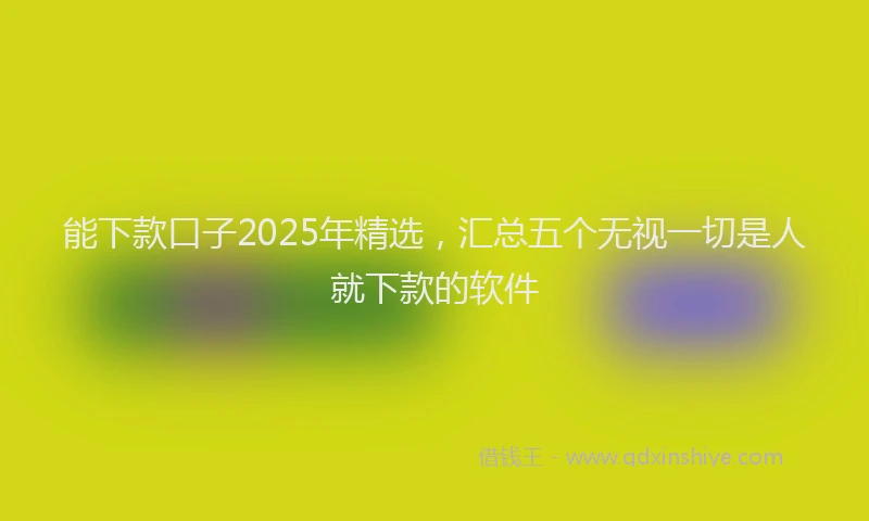 能下款口子2025年精选，汇总五个无视一切是人就下款的软件