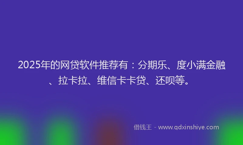 2025年的网贷软件推荐有：分期乐、度小满金融、拉卡拉、维信卡卡贷、还呗等。