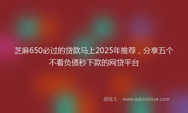 芝麻650必过的贷款马上2025年推荐，分享五个不看负债秒下款的网贷平台
