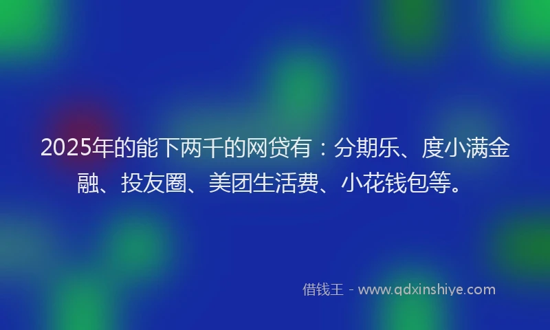 2025年的能下两千的网贷有：分期乐、度小满金融、投友圈、美团生活费、小花钱包等。