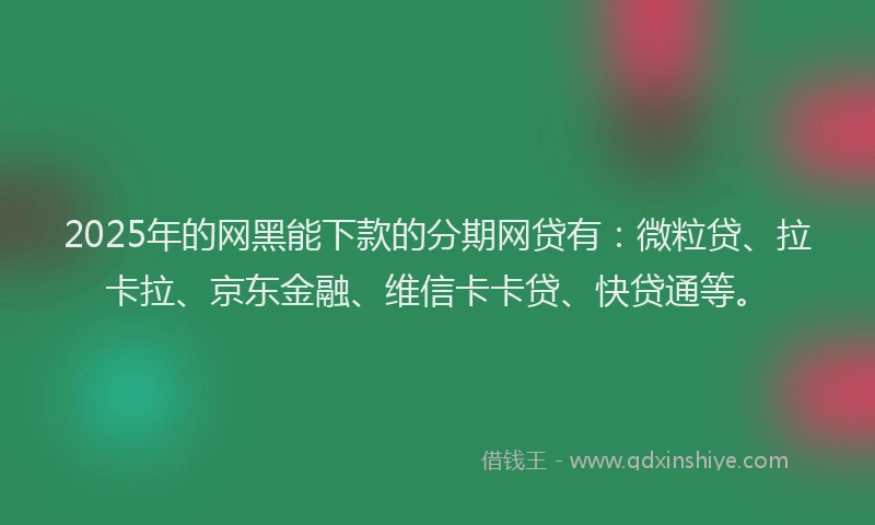 2025年的网黑能下款的分期网贷有：微粒贷、拉卡拉、京东金融、维信卡卡贷、快贷通等。