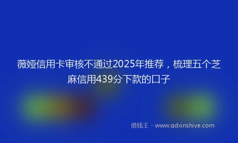 薇娅信用卡审核不通过2025年推荐，梳理五个芝麻信用439分下款的口子